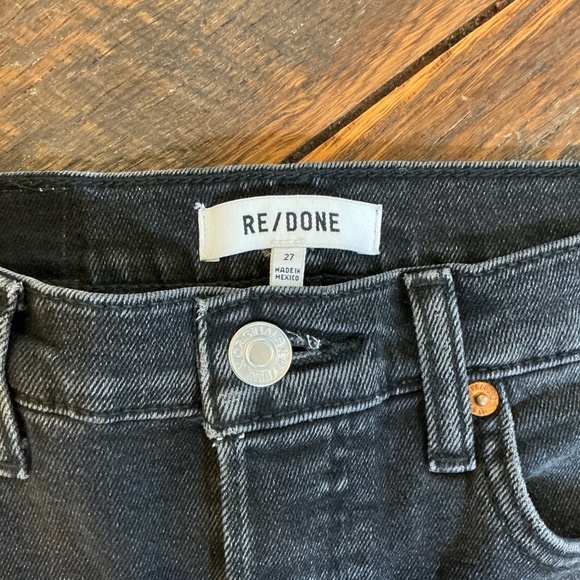RE/DONE Comfort Stretch High Rise Stove Pipe Jeans Washed Noir Black Size 27 - Picture 15 of 16